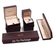 Delicate Chocolate Color Leather Paper Jewelry Gift Set Packing Boxes